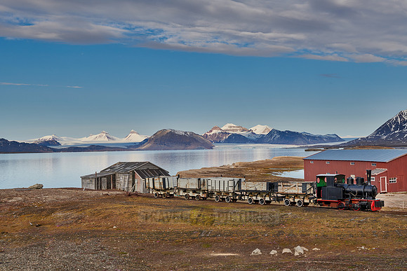 old coal train and landscape from Ny Alesund