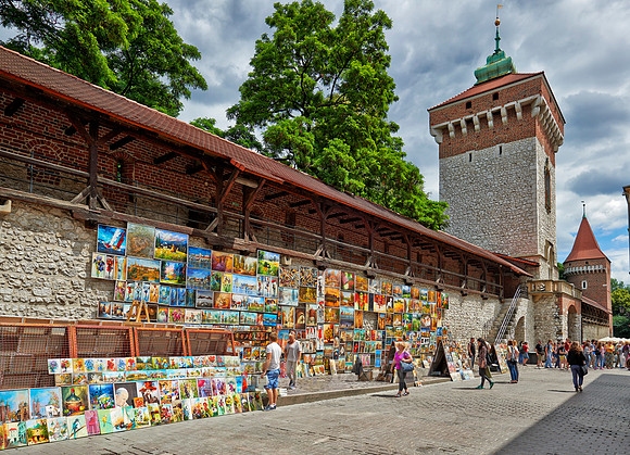 stalls with paintings at St. Florian's Gate