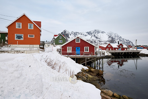 colorful wooden buildings of Henningsvær, Lofoten
