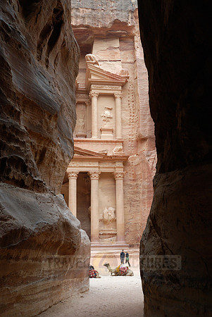 view from canyon As-Siq to AL KHAZNEH TREASURY, Petra, Jordan