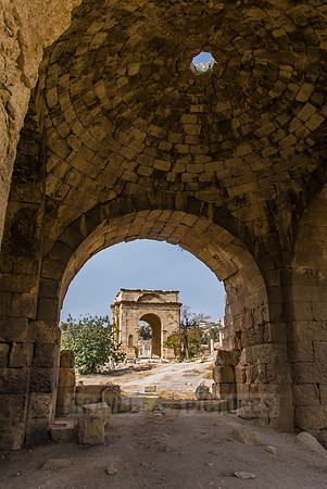 North Tetrapylon in ruins of Jerash, Jordan