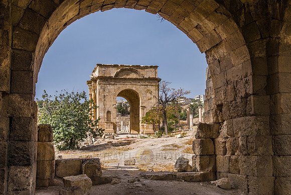 North Tetrapylon in ruins of Jerash, Jordan
