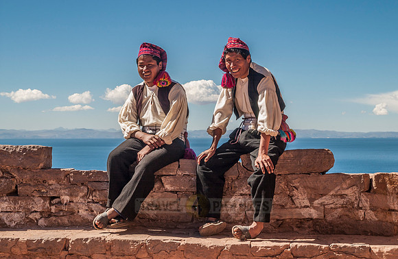 traditionally dressed men, ISLA TAQUILE