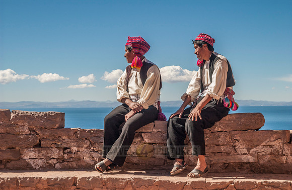 traditionally dressed men, ISLA TAQUILE