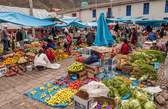 local traditional market in village Pisac
