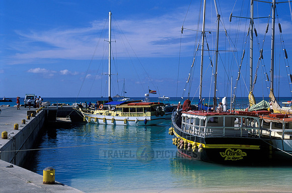 motor sailer in harbour of La Digue Island