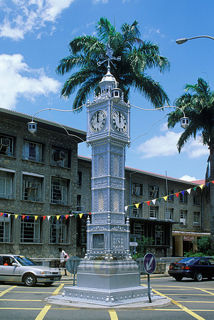 replica of clocktower Big Ben on a junction in capital Victoria