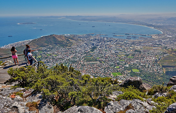 view from Table Mountain onto Cape Town