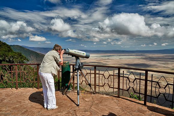view from the rim into the Ngorongoro crater