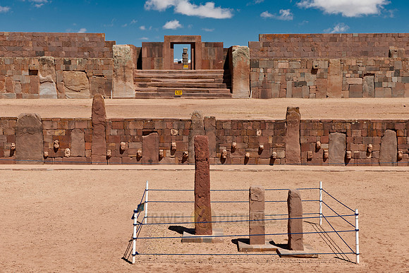 three steles in semi underground temple