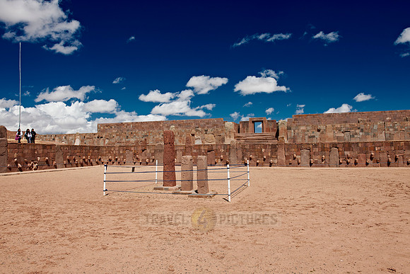 three steles in semi underground temple