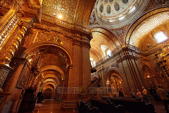 interior of golden designed Compania de jesus church