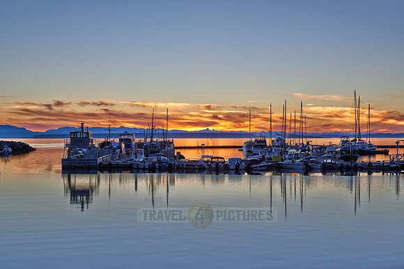 sunset at yacht harbour of Lund