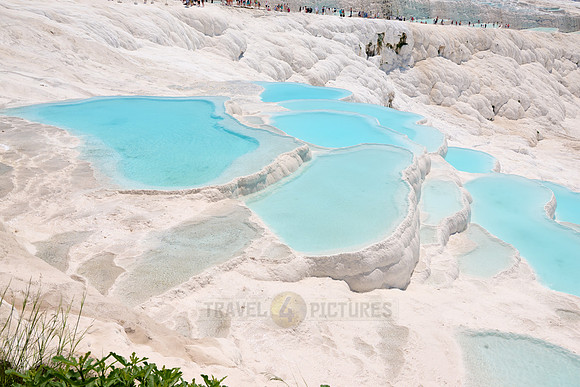blue pools of Pamukkale travertine terraces