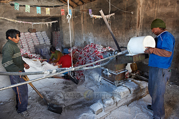 worker preparing salt
