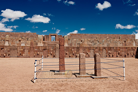 three steles in semi underground temple