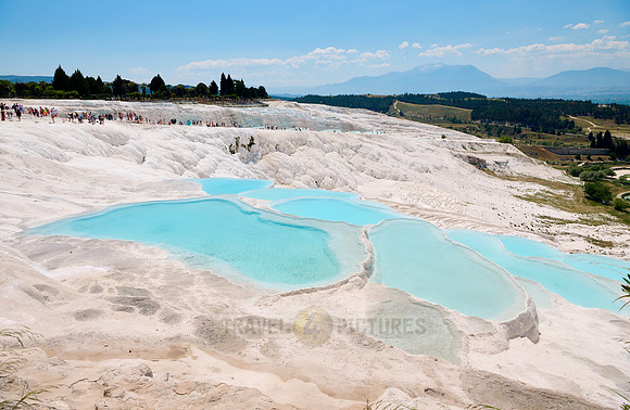 blue pools of Pamukkale travertine terraces