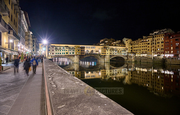 night shot of illuminated medieval brigde Ponte Vecchio