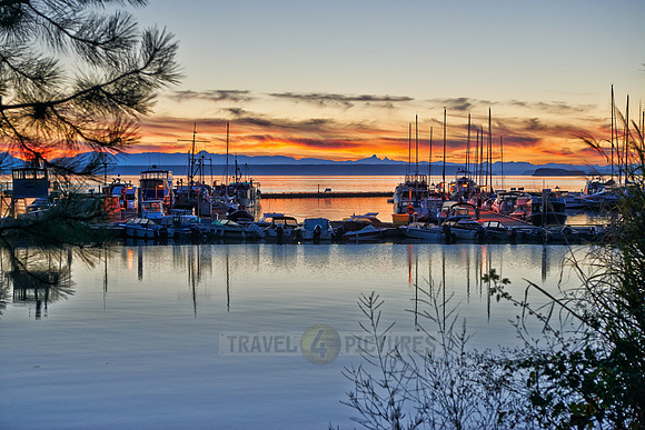 sunset at yacht harbour of Lund