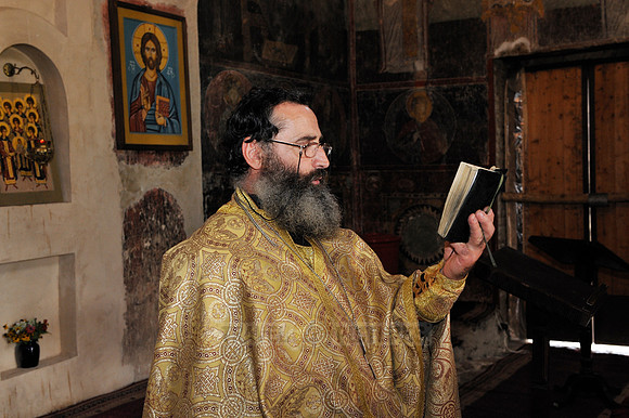 priest inside Gremi Fortress Monastery