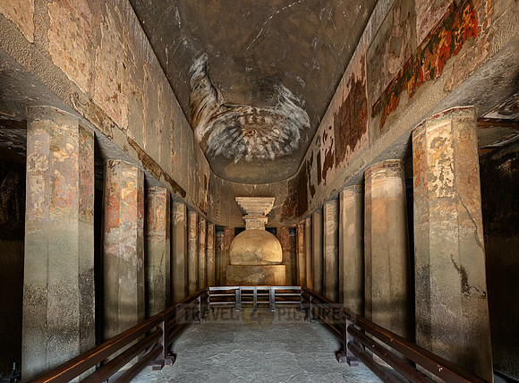 Ajanta caves, interior shot of Cave No. 9