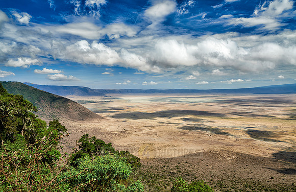 view from the rim into the Ngorongoro crater