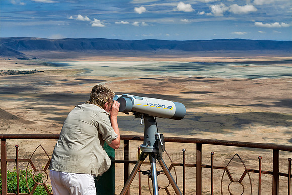 view from the rim into the Ngorongoro crater