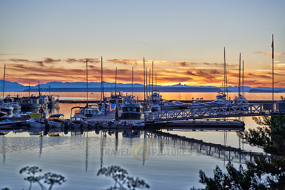sunset at yacht harbour of Lund