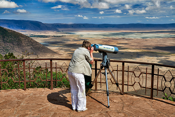 view from the rim into the Ngorongoro crater