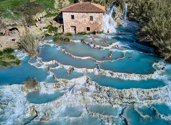 Aerial view of Cascate del Mulino di Saturnia