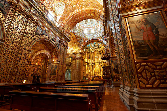 interior of golden designed Compania de jesus church