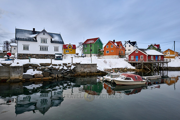colorful wooden buildings of Henningsvær, Lofoten