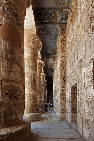 painted Columns and bas-relief in south colonnade