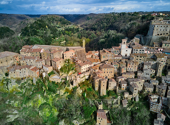 Aerial view of medieval town Sorano