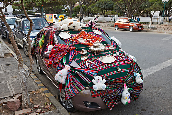 for religious ceremony decorated car