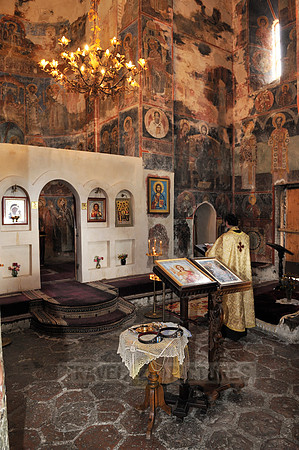 priest inside Gremi Fortress Monastery