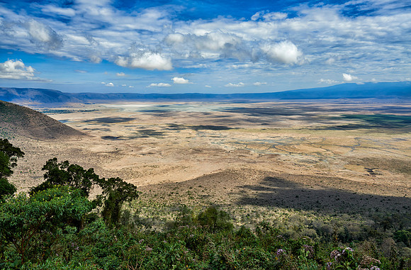 view from the rim into the Ngorongoro crater