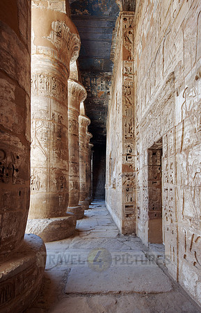 painted Columns and bas-relief in south colonnade