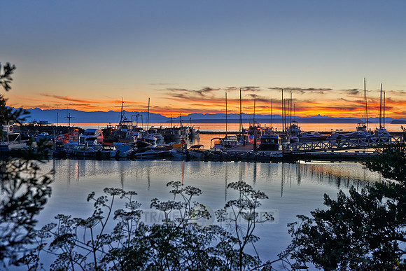 sunset at yacht harbour of Lund