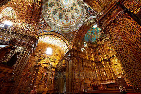 interior of golden designed Compania de jesus church