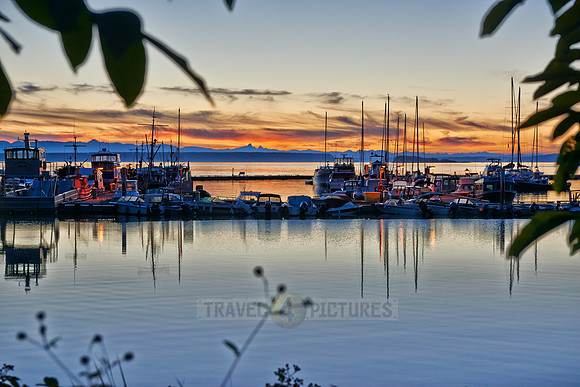 sunset at yacht harbour of Lund