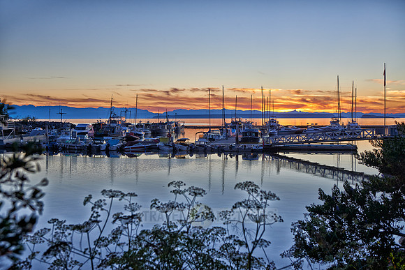 sunset at yacht harbour of Lund