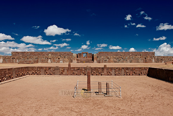 three steles in semi underground temple