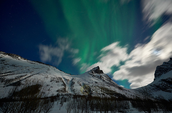 Aurora Borealis or northern lights at Ersfjorden