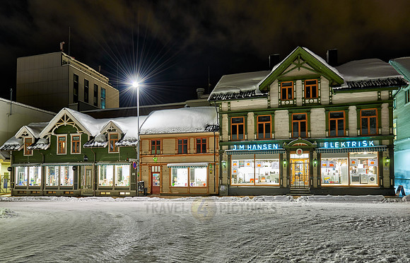typical wooden buildings of Tromsø
