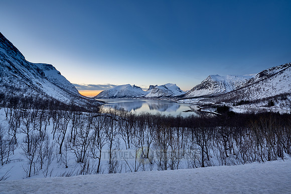Panorama winter landscape of Bergsfjorden