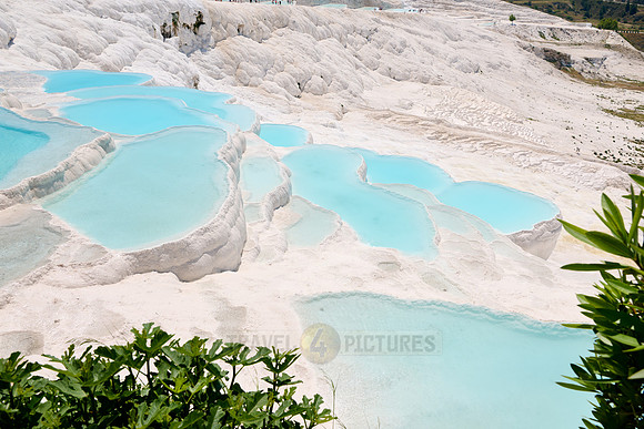 blue pools of Pamukkale travertine terraces