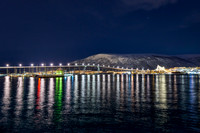snow covered landscape of harbor in Tromso