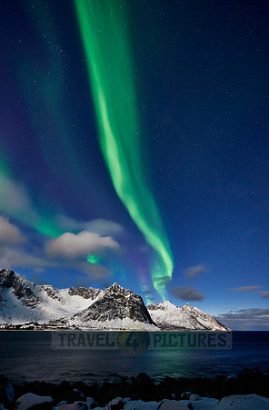 Aurora Borealis or northern lights at Ersfjorden
