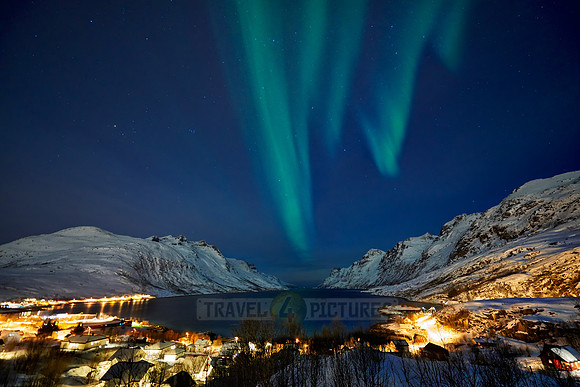 Aurora Borealis or northern lights at Ersfjordbotn